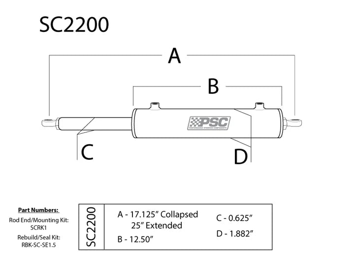 PSC Single-Ended Cylinder Assist Steering Cylinders & Kits