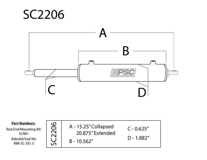 PSC Single-Ended Cylinder Assist Steering Cylinders & Kits