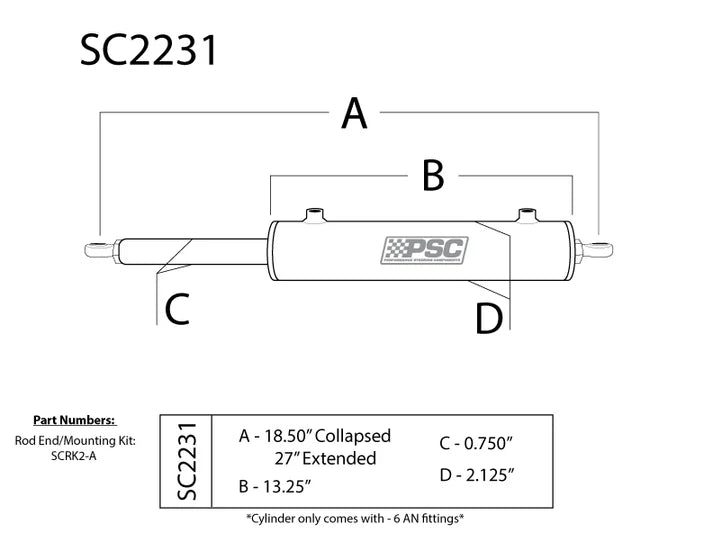 PSC Single-Ended Cylinder Assist Steering Cylinders & Kits