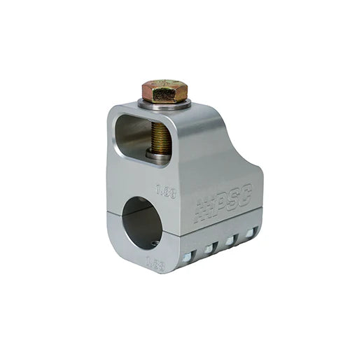 PSC heavy-duty tie rod clamp shown at an angle for hydraulic cylinder assist and off-road steering