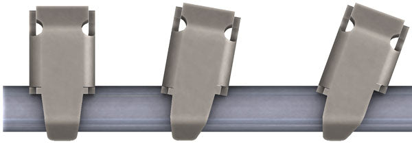 Tube link mount brackets shown at different angles on round tubing for off-road suspension setup
